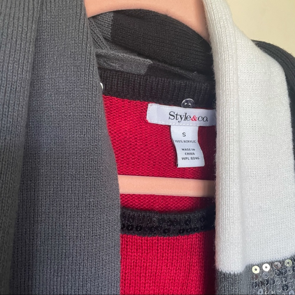 Style & Co Red Color Block Sparkly Sweater Dress - image 6